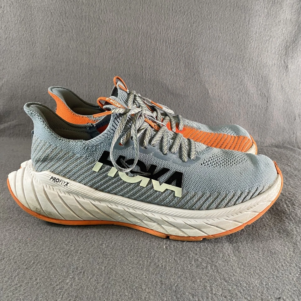 Hoka One One Carbon X 3 Running Shoes Mens 8.5D Grey Orange ProflyX Lightweight - Image 1 of 4