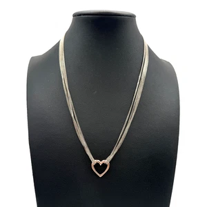 Collana Vintage Dyadema Argento Sterling 925 4 Fili Ciondolo Cuore Amore 16" 10g - Foto 1 di 6