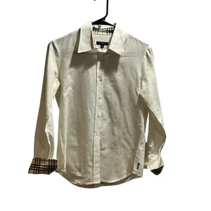Burberry London weißes klassisches Button-Down-Hemd Nova Check Kragen Manschetten Gr. Small - Bild 1 von 15
