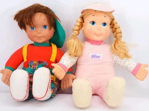 Vintage My Buddy Doll And Kid Sister Doll Soft Body 22 Inch Playskool Plush - Picture 1 of 7