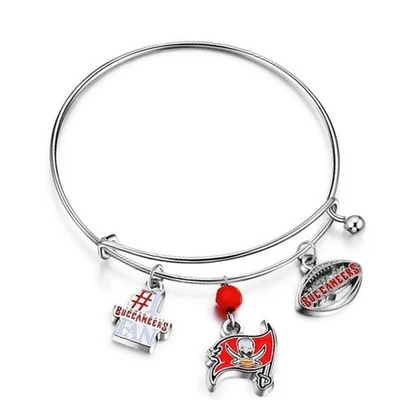 NFL Tampa Bay Buccaneers Plata Ajustable Alambre Dije Pulsera NUEVO Foto 1 de 4