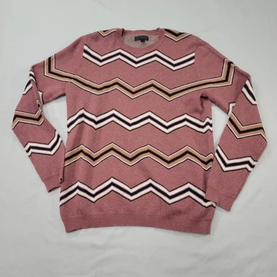 Suéter de punto Chevron grande para hombre de ASOS corte largo rosa beige retro a rayas algodón Foto 1 de 4