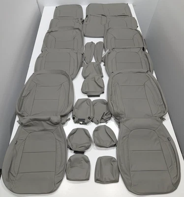 For Chevrolet Traverse 7 Passenger LT 2018-2023 Gray Leather Seat Covers W103 - Image 1 of 4