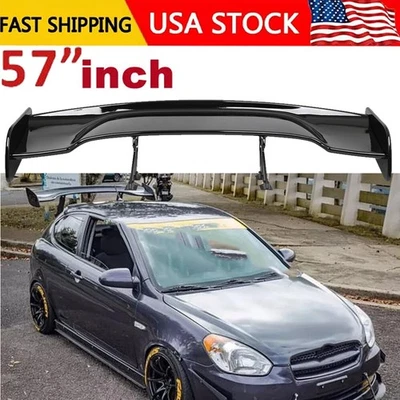 57" Rear Spoiler Wing For Hyundai Accent Gloss Truck GT Style Glossy Black - Image 1 of 4