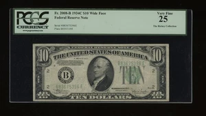DBR 1934-C $10 FRN New York Fr. 2008-Bw Wide PCGS 25 Serial B83675396E - Picture 1 of 2