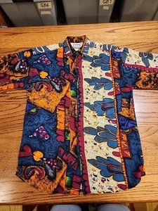 Reactor Men's SMALL S/S Multicolor Vtg. Psychedelic Button Down Shirt EUC. GB37 - Imagen 1 de 9