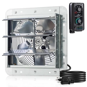 10" Wall Mounted Shutter Exhaust Fan, Automatic Shutter, with Thermostat and ... - Picture 1 of 7