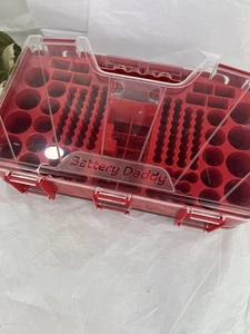 As Seen on TV Battery Daddy Red Plastic Organizing Case &Tester Holds 180 - Picture 1 of 5