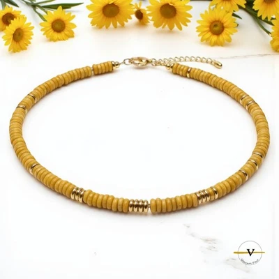 COLLANA UOMO DONNA IN CITRINO PIETRE DURE NATURALI E ACCIAIO INOSSIDABILE - Immagine 1 di 4