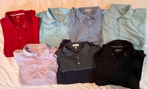 LOT Of Peter Millar Summer Comfort + Nike + Adidas Polo Golf Shirts Size Large - Picture 1 of 21