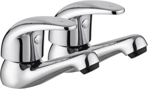 JASSFERRY Chrome Pair of Basin Taps Hot and Cold Water Bathroom Sink Tap Top - Picture 1 of 6