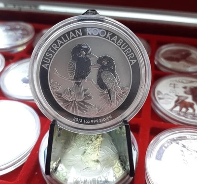 2013 Australien Kookaburra 1 dollaro 1 oncia argento 999 capsula - Immagine 1 di 2