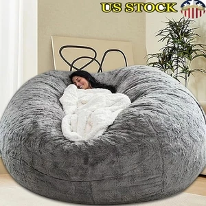Oversized Comfy Bean Bag Chair Cover Durable Soft Velvet Storage Solution New - Picture 1 of 37