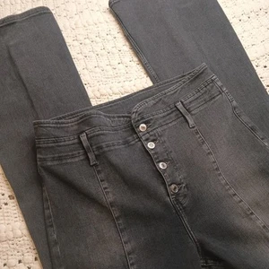 We The Free Jeans Womens 32x 34 Tall Black Button Fly Flare Bottom High Waisted - Picture 1 of 11