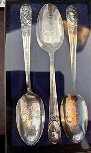 Vintage Präsidenten Gedenklöffel - Fillmore, Pierce, Buchanan.  Boxed - Bild 1 von 1