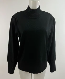 Metric Knits Black Puff Sleeve Mock Neck Sweater SZ  M NWT $108 - Picture 1 of 5