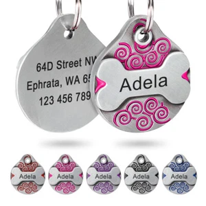 Personalized Pet ID Tag Engraved Name Phone Number Tags for Cat Puppy Pendant - Picture 1 of 17