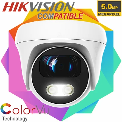 HIKVISION Compatible ColorVU 5MP Audio Turret-Dome Camera CCTV 25M 3k In/Outdoor - Image 1 of 4