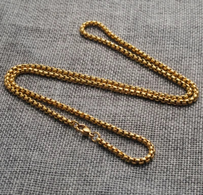 Mujeres Hombres Negro Oro Plata Acero Inoxidable 3mm Caja Redonda Cadena Collar 16-35" Foto 1 de 4