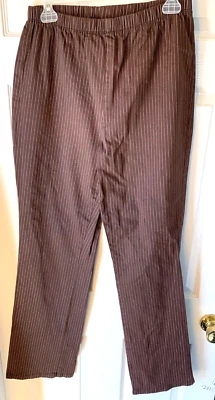 WP07-metrostyle эластичной винтажный 90-х женщин коричневый значок в полоску брюки. Размер большой высокий - Изображение 1 из 4
