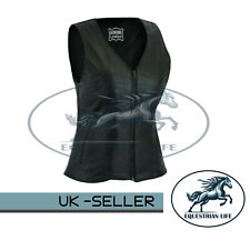 Womens Black Real Leather Bikers Waistcoat Sexy Ladies Vest SAME DAY DISPATCH
