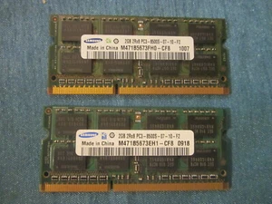 SAMSUNG 2X 2GB = 4GB PC3 8500S Laptop Memory RAM M471B5673FH0-CF8 - Picture 1 of 3
