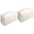 2 Pieces Cosmetic Bag Polyester Travel Organizer Makeup White Pouch