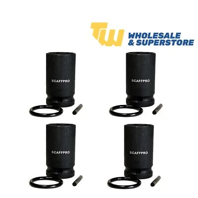 SCAFFPRO Impact Socket x4 Scaffold Socket 21mm Scaffolders 1/2" Drive Sockets O/Ring Pin