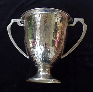 Jarrón trofeo vintage antiguo color plata aspecto martillado art deco - Imagen 1 de 22