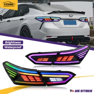 Pair RGB LED Tail Lights for 2018-2024 8TH GEN Toyota Camry Sequential Assembly - Picture 1 of 19