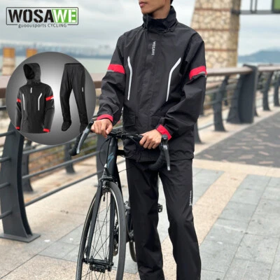 WOSAWE Cycling Windproof Waterproof Raincoat Suit Breathable Comfort Trousers - Image 1 of 4
