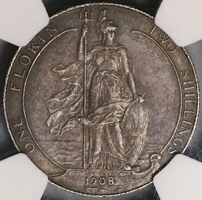 1908 NGC XF 45 Florin Edward VII Great Britain 2 Shillings Coin (23021102C) - Image 1 of 4