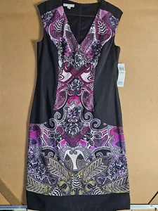 London Times Multicolor Sleeveless V Neck Back& Front Fit & Flare Dress -Size 12 - Picture 1 of 10