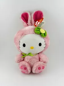 2011 8" Pink Hello Kitty Ty Beanie Babies Plush Stuffed Easter Bunny With Tag - Picture 1 of 5