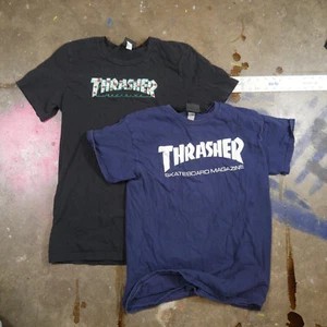 Lot 2 Thrasher t-shirts Skateboard Magazine Meduim Sk8 or Die M Y2K Skate retro - Picture 1 of 4