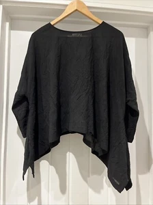 Crea Concept Over Shirt Poncho Shawl Chiffon Top Black Size 42 Eu L 14-16 Uk - Picture 1 of 12