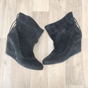 BCBGeneration Women's Size 10 Black Suede Sock Boot Wedge Heel Pull On Booties - Picture 1 of 8