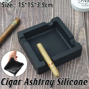 Square Silicone Cigar Ashtray Large Durable Eco Friendly Ash Holder Smoking Tray - Picture 1 of 12