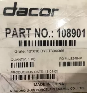 Dacor 108901 - Single Burner Grate, 12"x10" Appliance Range Oven - Picture 1 of 4
