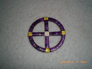 Quilled Lakota 2" Medicine Wheel, Purple & Yellow - Picture 1 of 2