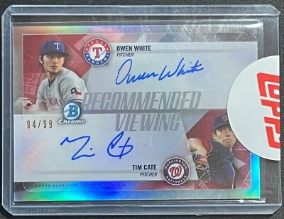 2018 BOWMAN DRAFT OWEN WHITE/TIM CATE RECOMMENDED VIEWING DUAL AUTO #94/99 - Image 1 of 2