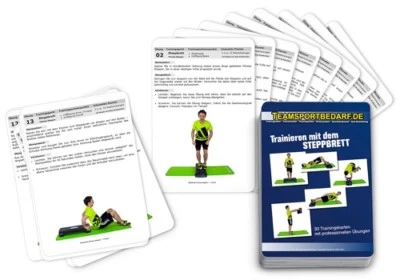 TEAMSPORTBEDARF.DE Trainingskarten - Steppbrett Stepper Aerobic Fitness Heimtrainer (30 Workouts)