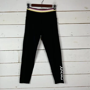 Neu DKNY High Waist Stretch Hose 7/8 Länge Activewear schwarz gestreift Damen Small - Bild 1 von 9