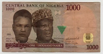 NIGERIA 1000 NAIRA 2005 PICK 36 A LOOK SCANS - Image 1 of 2