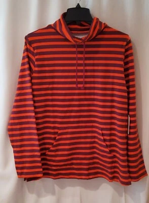 Sudadera para mujer St John's Bay manga larga cuello embudo rubí rayas talla L Foto 1 de 4