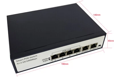 6 Port Fast Ethernet 10/100Mbps PoE Switch IEEE 802.3AF/AT Built-in Power Supply - Image 1 of 4