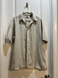 Reunion Button Down Shirt Size XL Short Sleeve Gray 100% linen - Picture 1 of 6