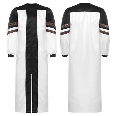 Hombres Albornoces Cuello en V Vestido Celebraciones Capa Clero Túnica Juegos con disfraces Bata Tema Foto 1 de 4