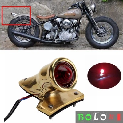Luz trasera de latón estilo Crocker para Harley Bobber Chopper Café Racer Old School Foto 1 de 4