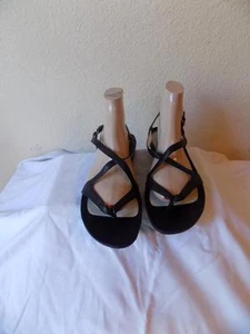 Ecco Cuero Negro Correa Tangas Sandalias Zapatos Talla 42 (US 11- 11.5 ) - Imagen 1 de 4